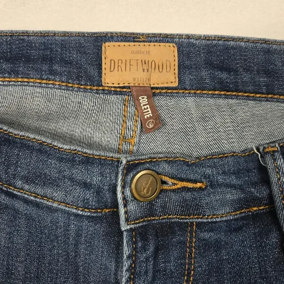 Driftwood Colette Jeans Floral Embroidered 31 (34x30) Raw Hem Denim READ - Picture 3 of 12